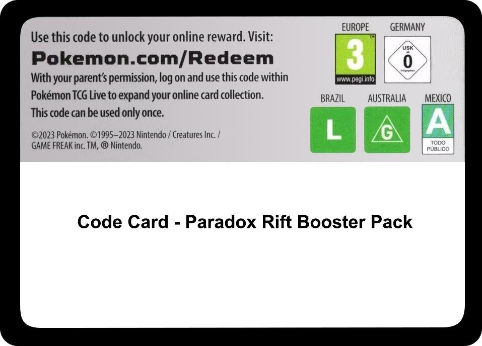 Image for Code Card - Paradox Rift Booster Pack (SV04: Paradox Rift) (PAR) - Pokemon