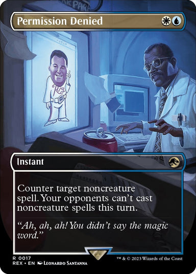 Image for Permission Denied (Borderless) (17) (Universes Beyond: Jurassic World Collection) (REX) - Magic: The Gathering