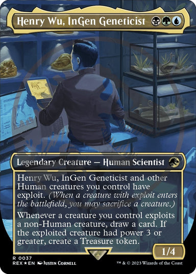 Image for Henry Wu, InGen Geneticist (Borderless) (Emblem) (37) (Universes Beyond: Jurassic World Collection) (REX) - Magic: The Gathering
