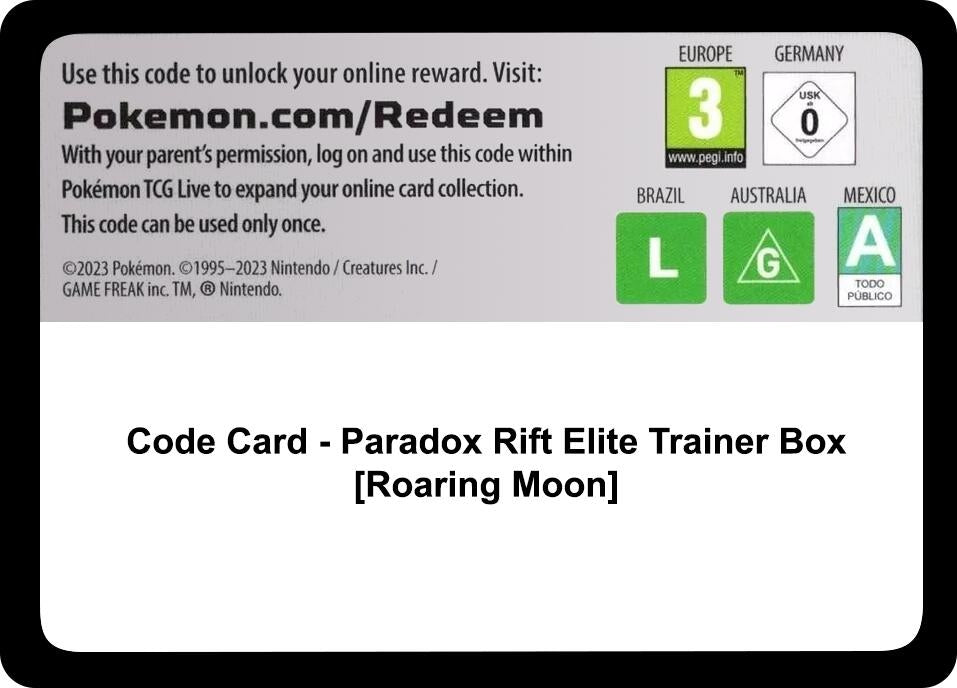 Image for Code Card - Paradox Rift Elite Trainer Box [Roaring Moon] (SV04: Paradox Rift) (PAR) - Pokemon