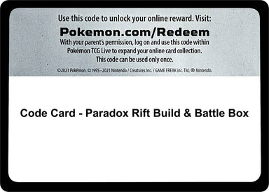Image for Code Card - Paradox Rift Build & Battle Box (SV04: Paradox Rift) (PAR) - Pokemon
