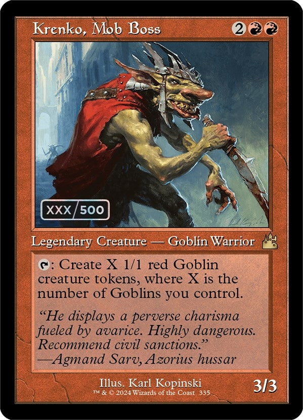 Image for Krenko, Mob Boss (Retro Frame) (Serial Numbered) (335) (Ravnica Remastered) (RVR) - Magic: The Gathering
