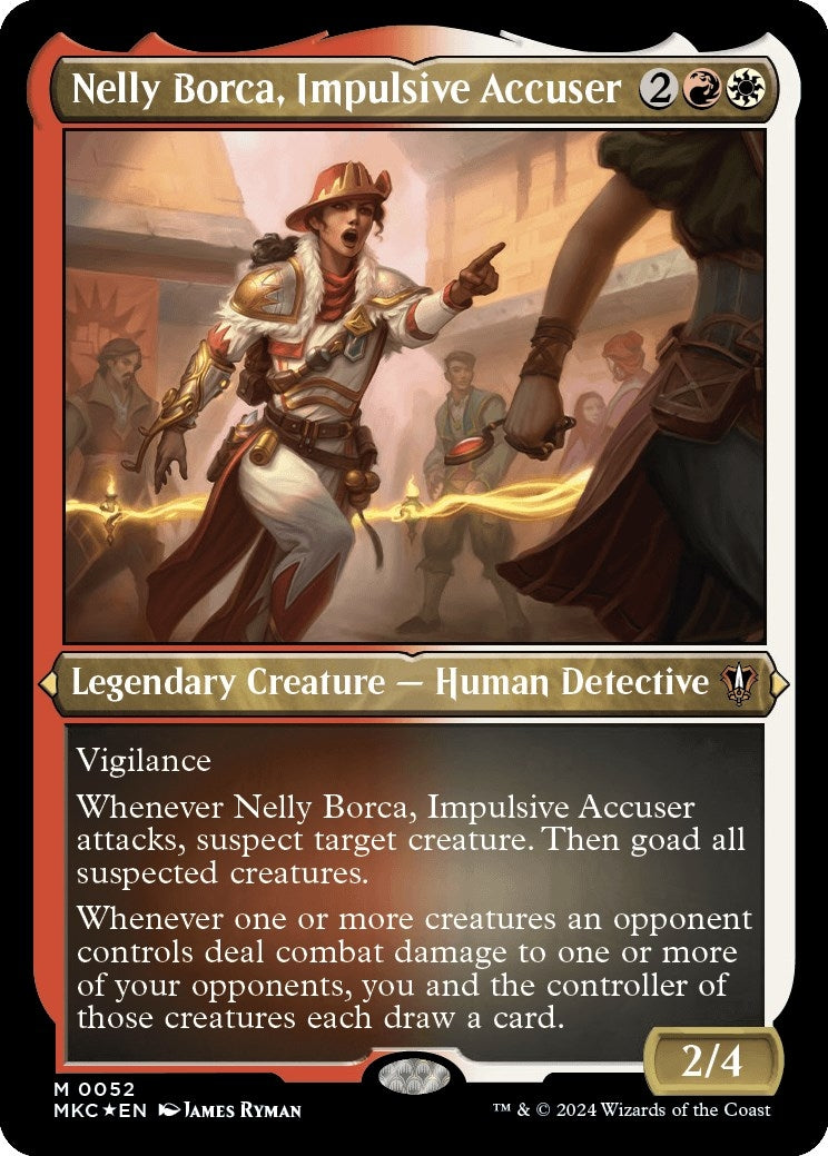 Image for Nelly Borca, Impulsive Accuser (Display Commander) - Thick Stock (52) (MKC) - Magic: The Gathering