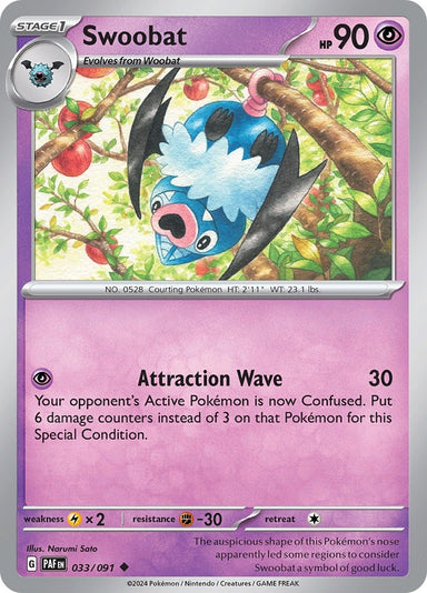 Image for Swoobat (033/091) (SV: Paldean Fates) - Pokemon