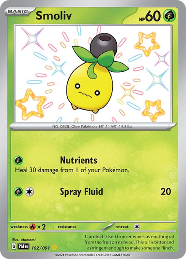 Image for Smoliv (102/091) (SV: Paldean Fates) - Pokemon