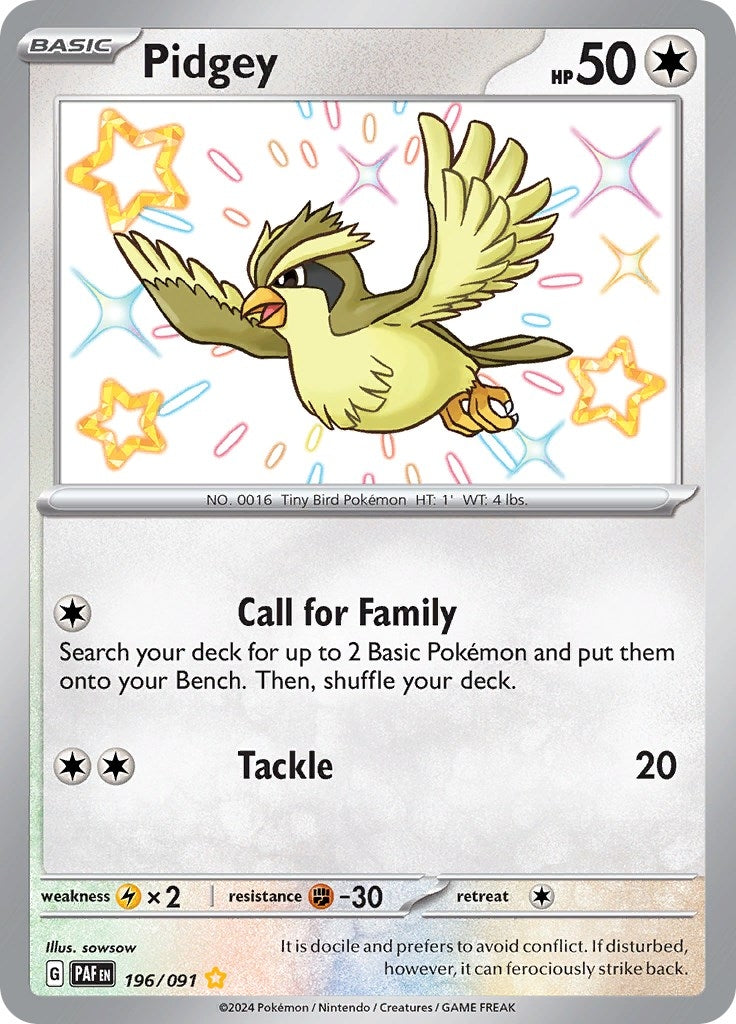 Image for Pidgey (196/091) (PAF) - Pokemon