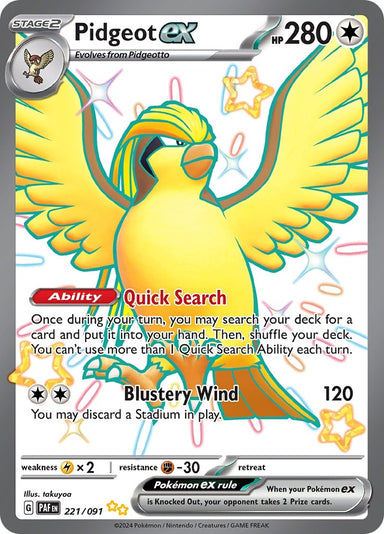 Image for Pidgeot ex (221/091) (PAF) - Pokemon