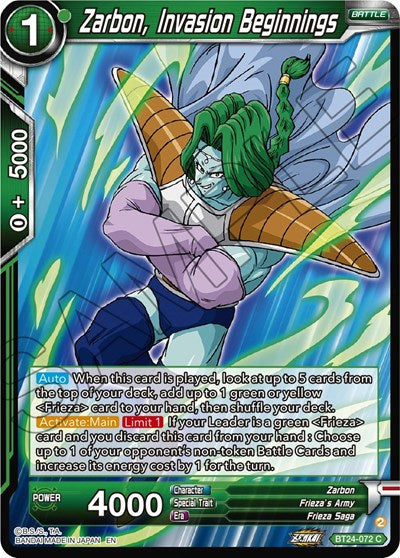 Zarbon, Invasion Beginnings - BT24-072