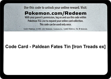 Image for Code Card - Paldean Fates Tin [Iron Treads ex] (SV: Paldean Fates) (PAF) - Pokemon