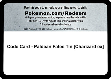 Image for Code Card - Paldean Fates Tin [Charizard ex] (SV: Paldean Fates) (PAF) - Pokemon