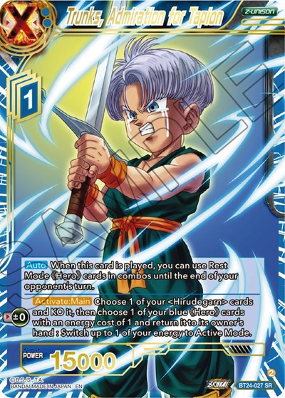 Trunks, Admiration of Tapion - BT24-027 SR