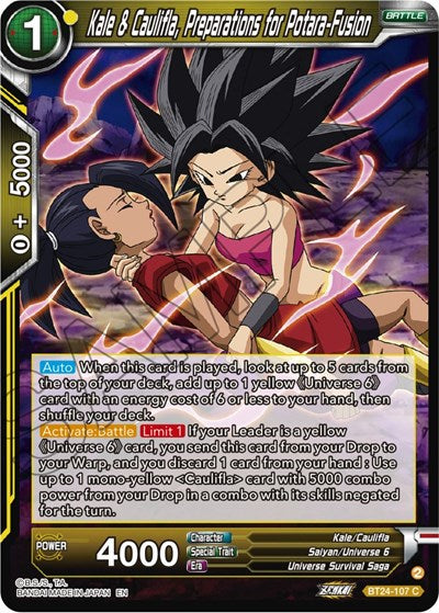 Kale & Caulifla, Preparations for Potara-Fusion - BT24-107