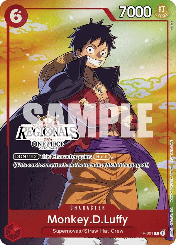 Monkey.D.Luffy (001) (Offline Regional 2024 Vol. 2) [Participant] (P-001) (One Piece Promotion Cards)