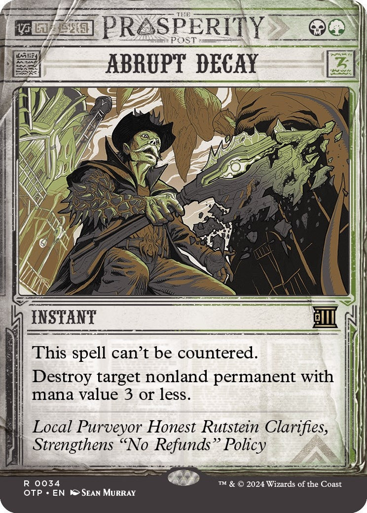 Image for Abrupt Decay (34) (Outlaws of Thunder Junction: Breaking News) (OTP) - Magic: The Gathering