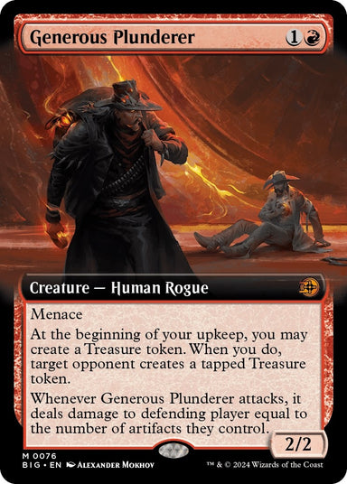 Image for Generous Plunderer (Extended Art) (76) (Outlaws of Thunder Junction: The Big Score) (BIG) - Magic: The Gathering