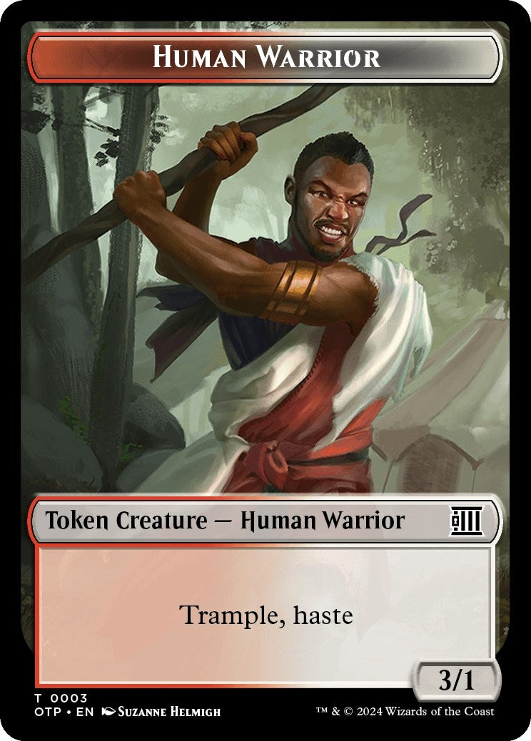 Image for Human Warrior // Plot Double-Sided Token (3 // 20) (Outlaws of Thunder Junction: Breaking News) (OTP) - Magic: The Gathering