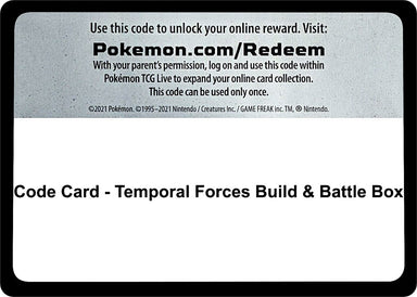 Image for Code Card - Temporal Forces Build & Battle Box (SV05: Temporal Forces) (TEF) - Pokemon