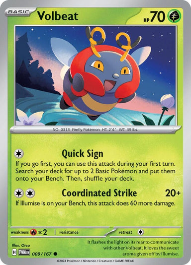 Image for Volbeat (009/167) (SV06: Twilight Masquerade) - Pokemon