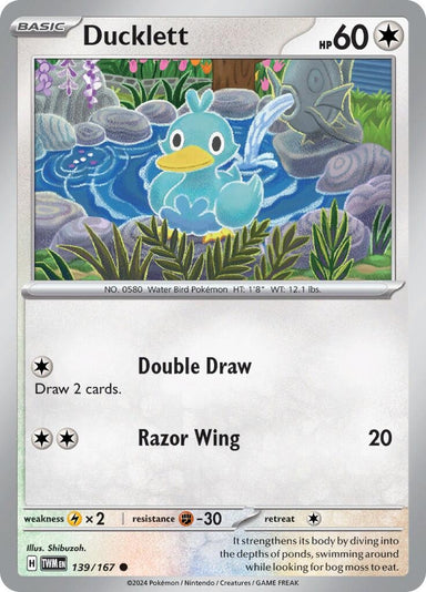 Image for Ducklett (139/167) (SV06: Twilight Masquerade) (TWM) - Pokemon