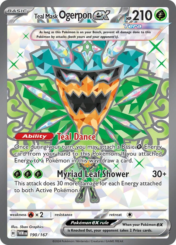 Image for Teal Mask Ogerpon ex (190/167) (SV06: Twilight Masquerade) (TWM) - Pokemon
