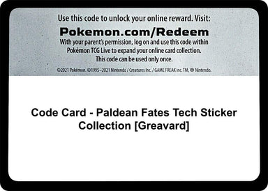 Image for Code Card - Paldean Fates Tech Sticker Collection [Greavard] (SV: Paldean Fates) (PAF) - Pokemon