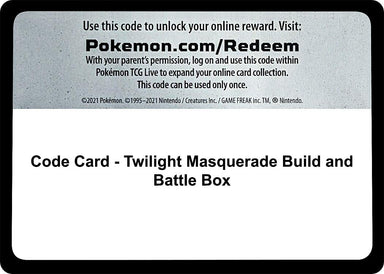 Image for Code Card - Twilight Masquerade Build and Battle Box (SV06: Twilight Masquerade) (TWM) - Pokemon