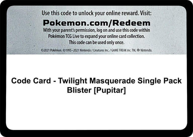 Image for Code Card - Twilight Masquerade Single Pack Blister [Pupitar] (SV06: Twilight Masquerade) (TWM) - Pokemon