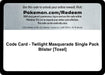 Image for Code Card - Twilight Masquerade Single Pack Blister [Toxel] (SV06: Twilight Masquerade) (TWM) - Pokemon