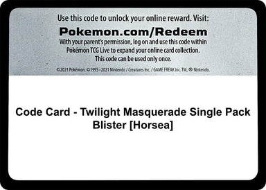 Image for Code Card - Twilight Masquerade Single Pack Blister [Horsea] (SV06: Twilight Masquerade) (TWM) - Pokemon