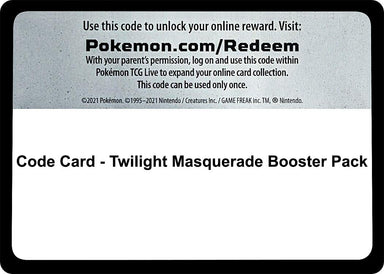 Image for Code Card - Twilight Masquerade Booster Pack (SV06: Twilight Masquerade) (TWM) - Pokemon