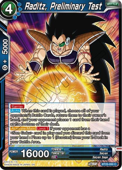 Raditz, Preliminary Test BT25-050