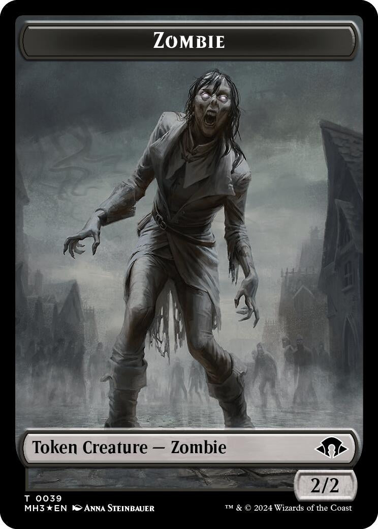 Image for Zombie (Ripple Foil) // Elephant Double-Sided Token (39 // 18) - Magic: The Gathering
