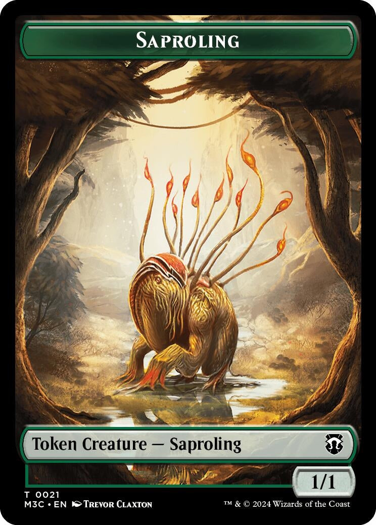 Image for Saproling (Ripple Foil) // Emblem - Garruk, Apex Predator Double-Sided Token (21 // 27) - Magic: The Gathering