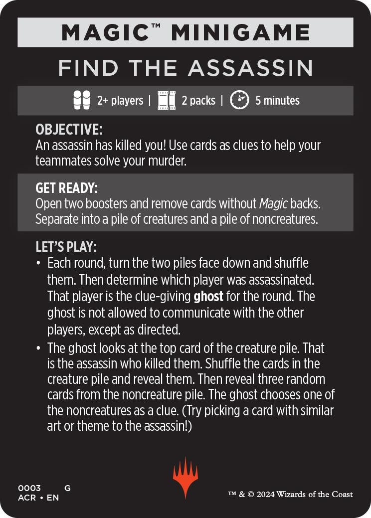 Image for Magic Minigame: Find The Assassin (3) (ACR) - Magic: The Gathering