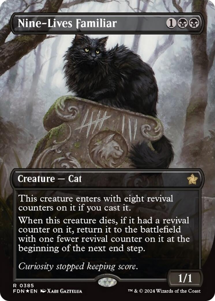 Image for Nine-Lives Familiar (Borderless) (Mana Foil) (385) (Foundations) - Magic: The Gathering