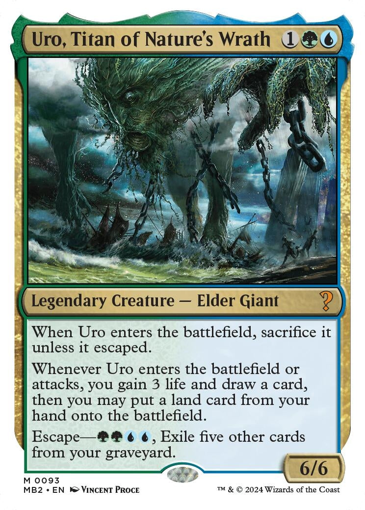 Image for Uro, Titan of Nature's Wrath (White Border) (93) (Mystery Booster 2) (MB2) - Magic: The Gathering