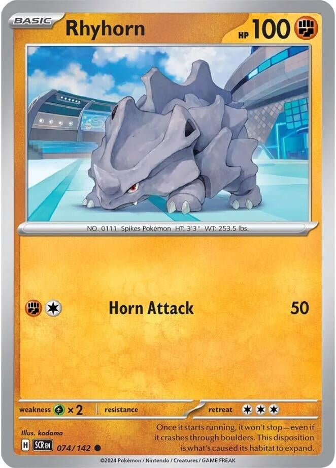 Image for Rhyhorn (074/142) (SV07: Stellar Crown) (SCR) - Pokemon