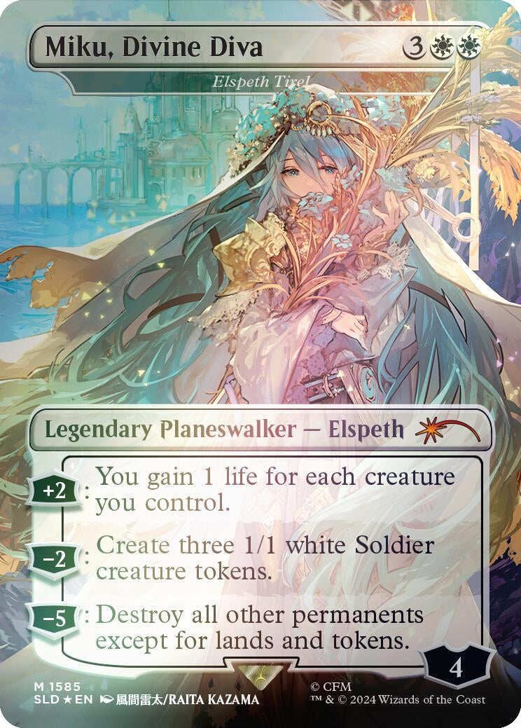 Image for Miku, Divine Diva - Elspeth Tirel (Rainbow Foil) (1585) (Secret Lair Drop Series) (SLD) - Magic: The Gathering