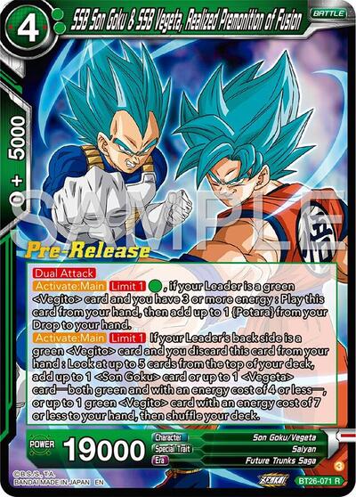 BT26-071 - PRE RELEASE STAMPED - SSB Son Goku & SSB Vegeta, Realized Premonition of Fusion
