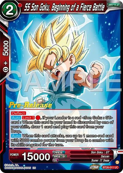 BT26-011 - PRE RELEASE STAMPED - SS Son Goku, Beginning of a Fierce Battle