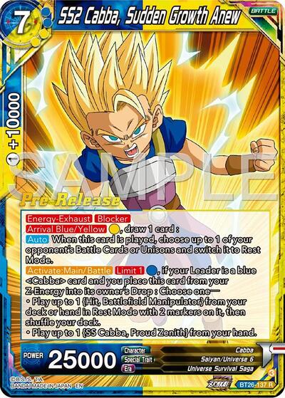 BT26-137 - PRE RELEASE STAMPED - SS2 Cabba, Sudden Growth Anew