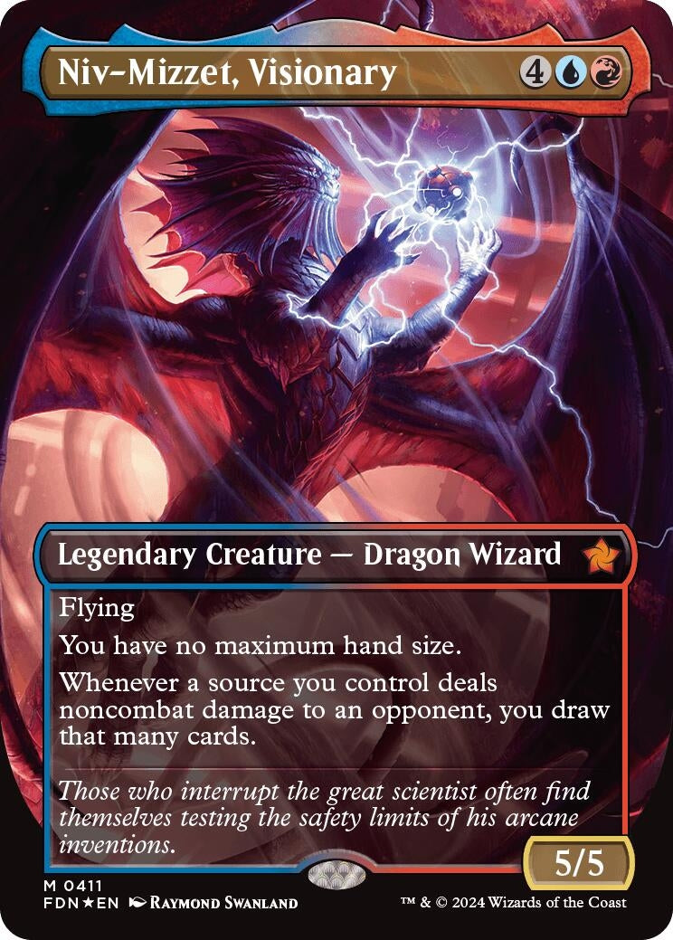 Image for Niv-Mizzet, Visionary (Borderless) (Mana Foil) (411) (Foundations) - Magic: The Gathering