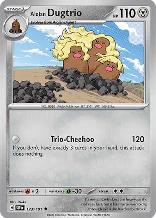 Image for Alolan Dugtrio (123/191) (SV08: Surging Sparks) (SSP) - Pokemon