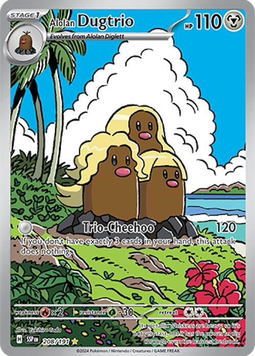 Image for Alolan Dugtrio (208/191) (SV08: Surging Sparks) - Pokemon