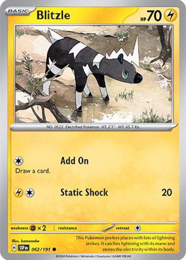 Image for Blitzle (062/191) (SV08: Surging Sparks) (SSP) - Pokemon