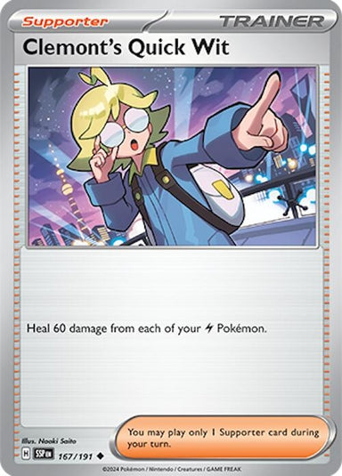 Image for Clemont's Quick Wit (167/191) (SV08: Surging Sparks) (SSP) - Pokemon