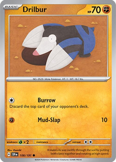 Image for Drilbur (108/191) (SV08: Surging Sparks) (SSP) - Pokemon