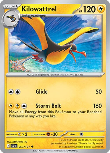 Image for Kilowattrel (067/191) (SV08: Surging Sparks) (SSP) - Pokemon
