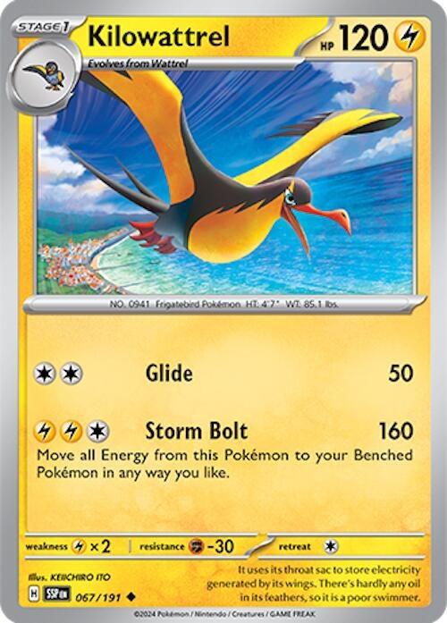 Image for Kilowattrel (067/191) (SV08: Surging Sparks) (SSP) - Pokemon