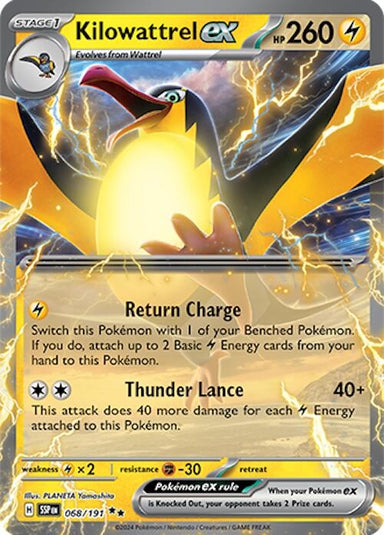 Image for Kilowattrel ex (068/191) (SV08: Surging Sparks) (SSP) - Pokemon